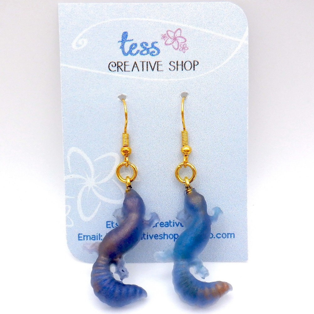 Small Resin Lizard Earrings NEW